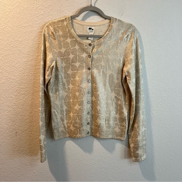 john bobshaw Sweaters - Women’s John Bobshaw cream and gold cardigan sweater size small S